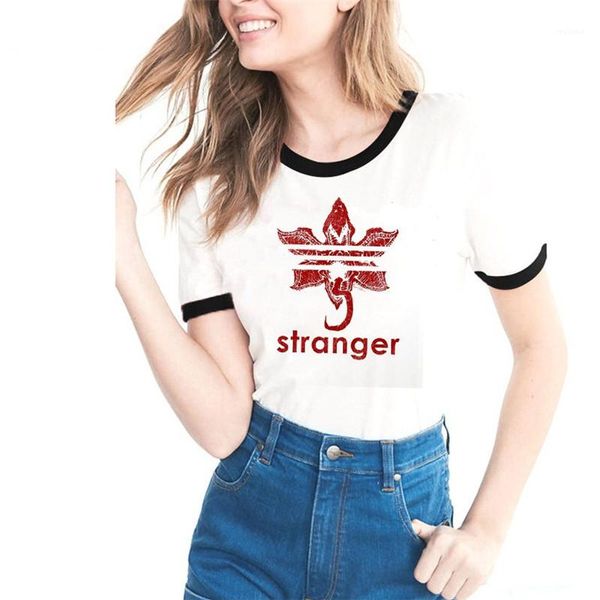 

дизайнер футболка с принтом край лето с коротким рукавом футболка мода труп цветок печати донна повседневная одежда странные вещи женщины, White