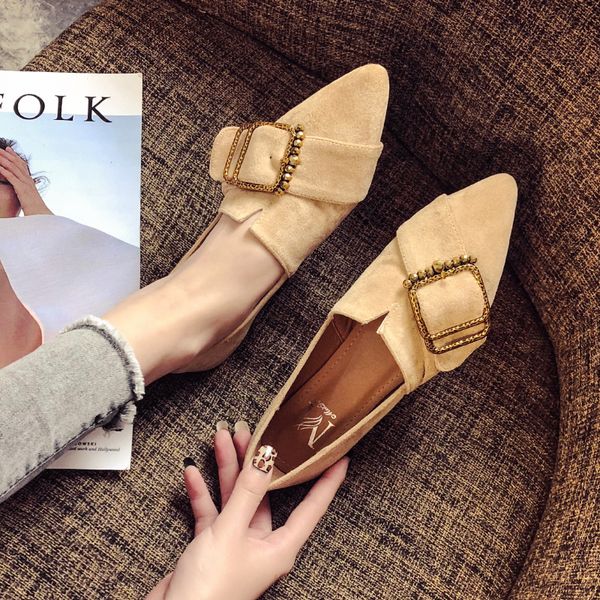 

2020 new designer moccasins women shoes suede leathere pointed toe slip on ballerina loafers ladies comfortable shoes p512 cs10, Black