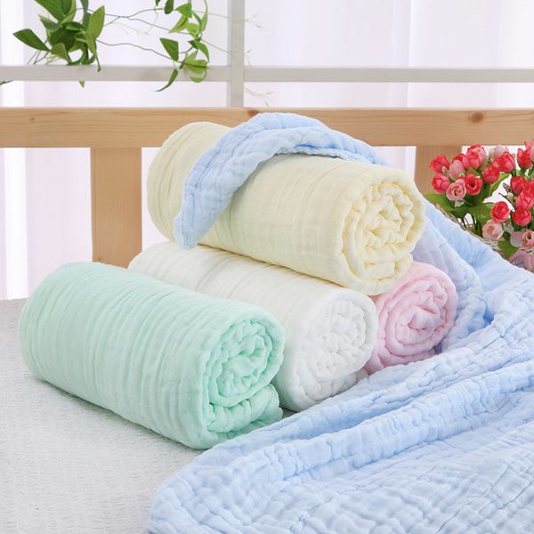 

6 layers newborn baby plain cotton blankets muslin swaddle baby wrap stroller sheet bath towel blanket