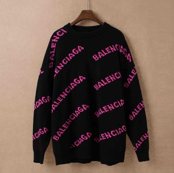 

2019 new sweaters winter autumn men women with the letter couple long sleeved balenciaga sweater coat hoodies a5, Black