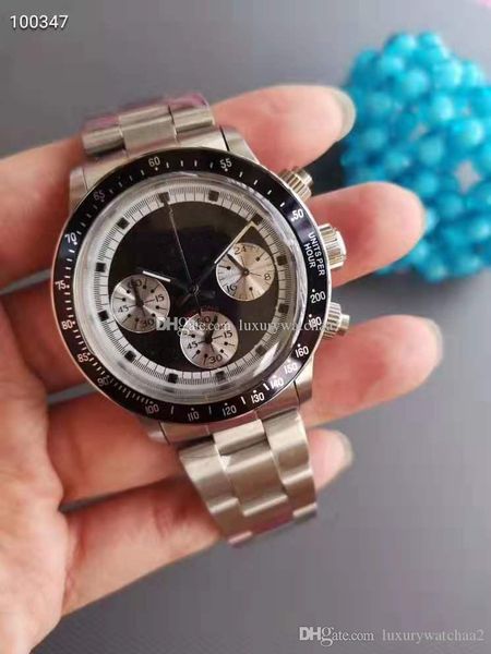 

retro style luxury mens womens watches paul newman quartz chronograph dayton ceramic ring stainless steel sports wristwatch, Slivery;brown