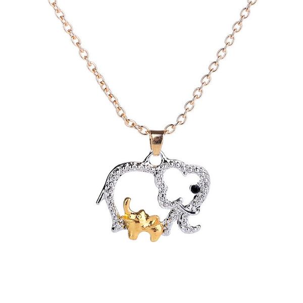 

elephant necklace with baby animal pendant necklaces jewelry for mother gold silver plated mothers day crystal necklace