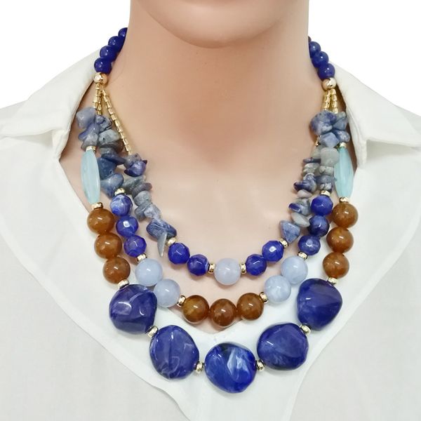 

new womne 4 colors resin crystal boho ethnic style handmade rope chain statement pendant necklace multi layered necklaces, Silver