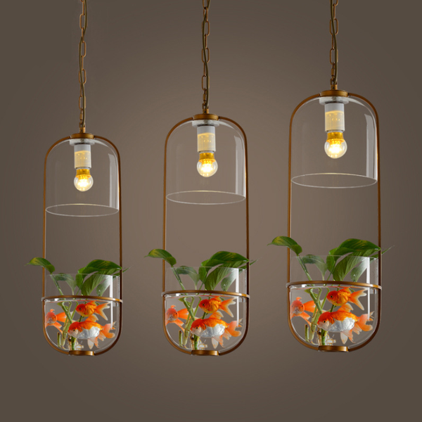 

modern minimalist pastoral restaurant creative cafe glass plant pendant light