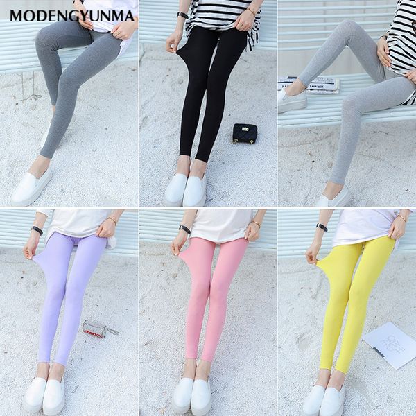 Großhandel Mutterschaft Legging Sommer Bonbonfarben Feste Fluoreszierende Leggings Frauen Casual Plus Größe Multicolor Legging Weibliche Elastische TIGHT Leggings Hosen multicolor