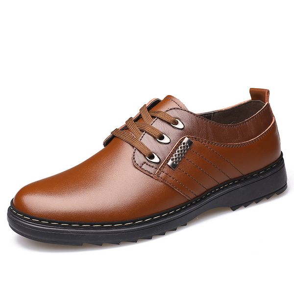

loafers sapatos business oxford shoes men breathable leather casual formal dress male office party wedding, Black