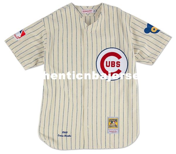 

ernie banks chicago #14 mitchell & ness retro 1969 pinstriped jersey, Black;blue