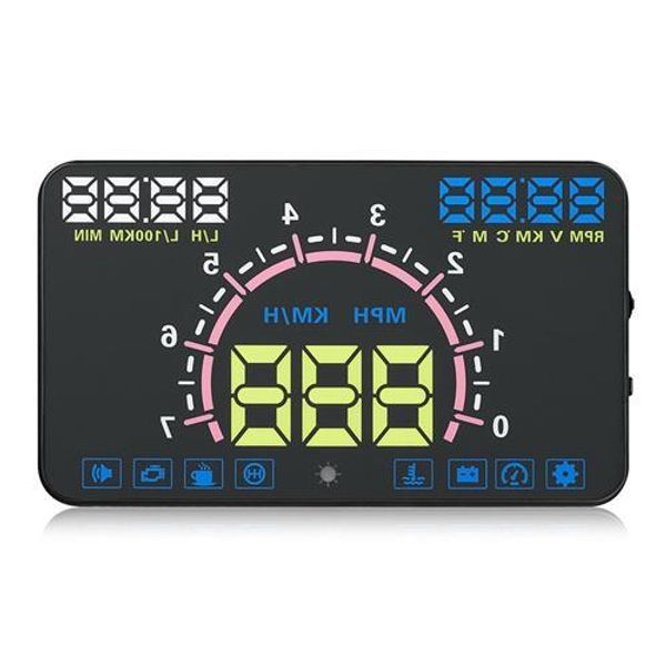 

geyiren e350 5,8-дюймовый obdii hud автомобиля дисплей easy plug and play overspeed расход топлива alarm - black