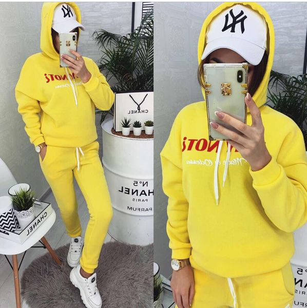 

3 colors new spring tracksuit sweater+trousers women print letter hoodies women 2pc set womens set female sport suits, Gray