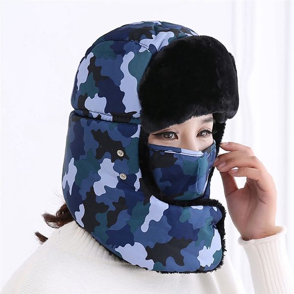 

men women outdoor hiking caps winter warm thermal hat outdoor walking hunting cap bomber pilot cap protection ear, Black;white