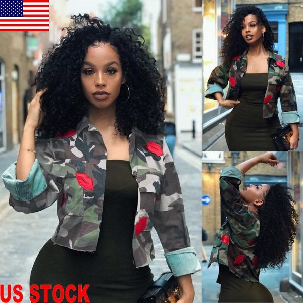 

us fashion women's camouflage army short shirt jacket outwear coat, Black;brown