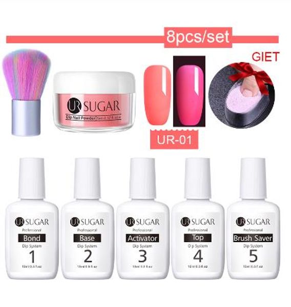 

8pcs/set dipping nail glitter kits fluorescent neon gradient french nails chrome dip pigment natural fast dry, Silver;gold