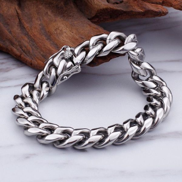 

trustylan thick hand chain bracelet for man stainless steel biker style men's jewelry mens bracelets 2020 boyfriend husband gift, Black