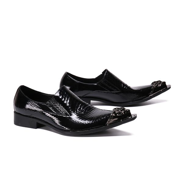 

italiano classic man shoes stylish fish pattern black official shoes big plus size 38-47 claquette metal toe wedding dress men