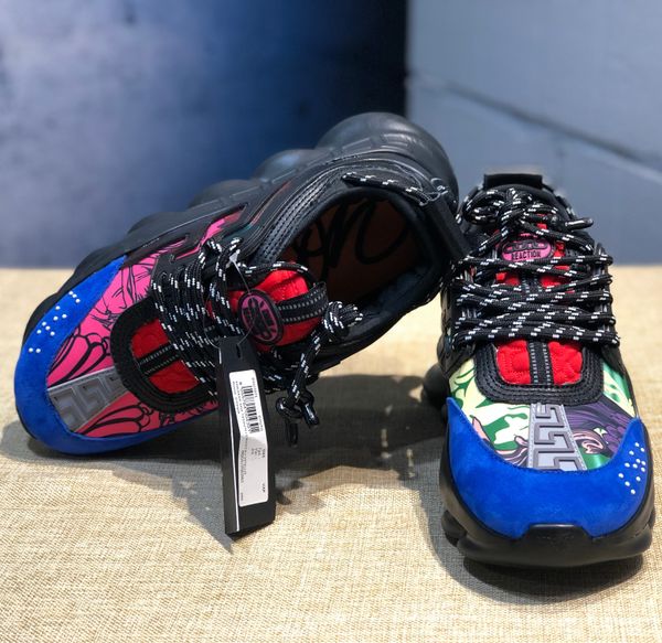 

new chain reaction luxury designer shoes luxury fashion brands men and women casual shoes with box, Black