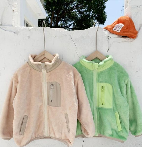 

2019 new wholesale boys girls thicken coat fleece winter cotton full sleeve kids jacket 1-6t hx770, Blue;gray