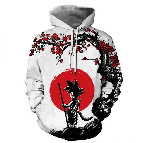 

soshirl kid goku anime hoodie japanese anime naruto 3d print pullover hooded sweatshirt funny cool streetwear, Black