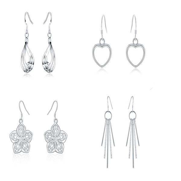 

wholesale 4pair set silver charm women wedding earring jewelry party charms retro cute fashion christmas classical jshe230