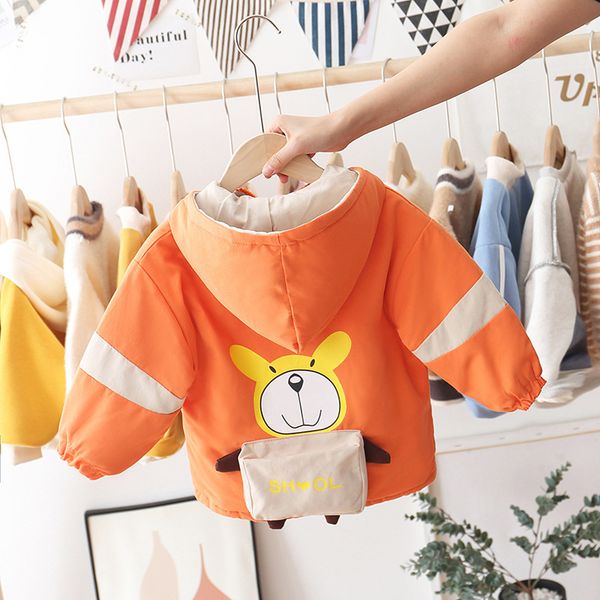 

детские хлопки-проложенная одежда для мальчиков пальто зимы милого медвежонка западного типа 1-2-3-4-летнего корейского стиль дети толстого, Blue;gray