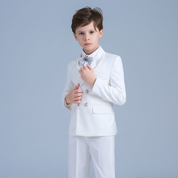 

children formal suit jacket wedding boys dress suit white pure 5pieces set jacket+vest+pant size 2years -12 years, Black