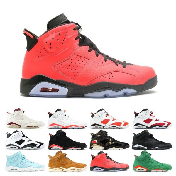 

new unc 6 6s mens basketball shoes black cat infrared sports blue maroon olympic alternate hare oreo angry bull sports sneakers shoes, White;red