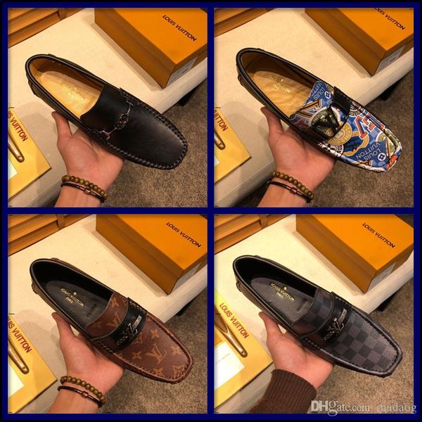 

20fw new leopard men shoes luxury brands men casual shoe leather loafers designers shoes men driving shoes mocassin homme yeye5, Black
