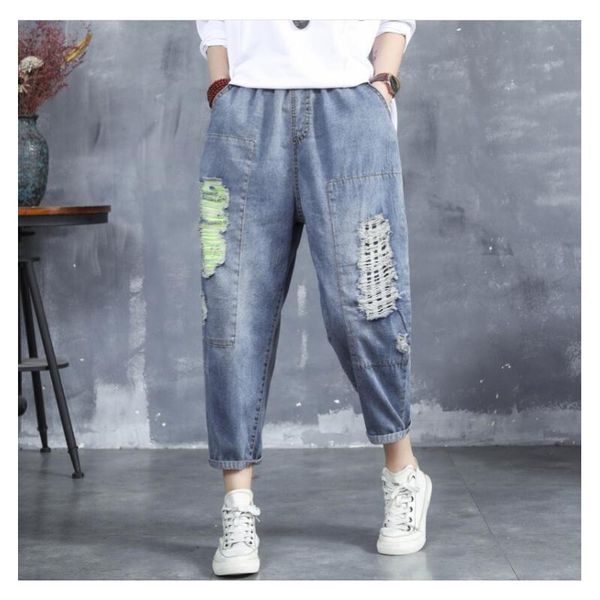 

vintage hole tassel loose punk hiphop harem pants trousers s30149-aq, Black;white