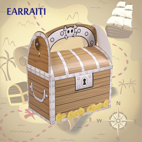 

12pcs small holloween box handle wooden muffin cake packaging box pirate gift candy boy skeleton baking kid birthday party