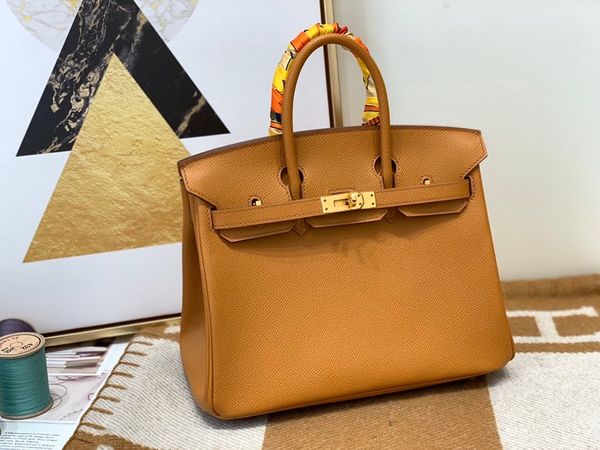 

оптовая половина ручной работы оригинального epsom кожа коричневого бренд handbag25cm, воск нить, имеет как золото и серебро оборудования, б