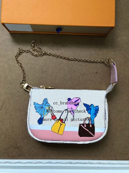 

2018 christmas special style mini pochette accessoires card cover credit card holders day clutch daily package chain wallet purse, Red;black