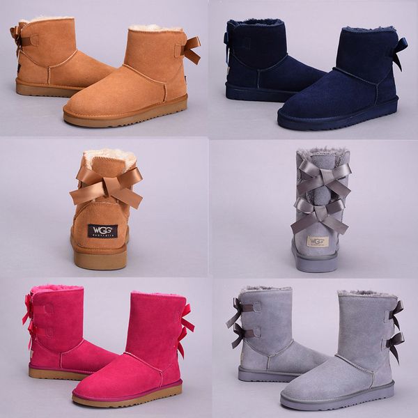 

new wgg bowtie australia classic fashion knee boots ankle boots black grey chestnut coffee navy blue red women girl snow boots eu36-41