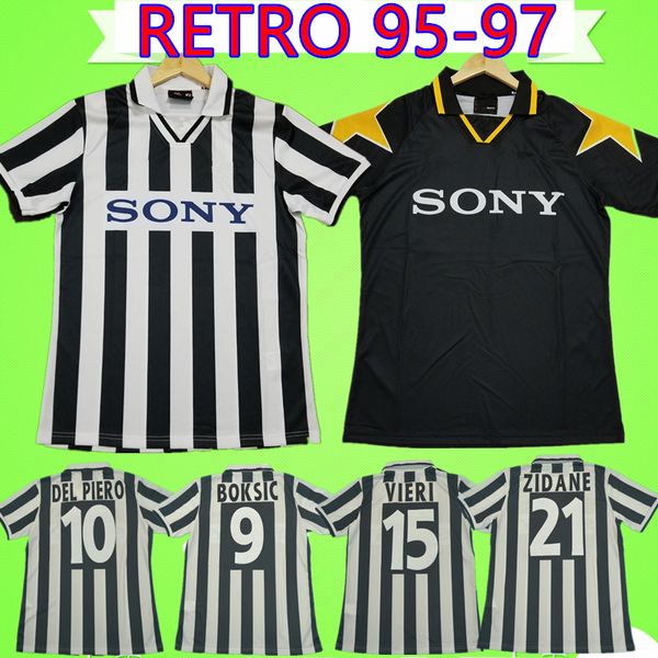 

s-2xl retro 1995 1996 1997 soccer jerseys home away 95 96 97 vintage classic football shirts zidane del piero boksic maglia da calcio, Black;yellow