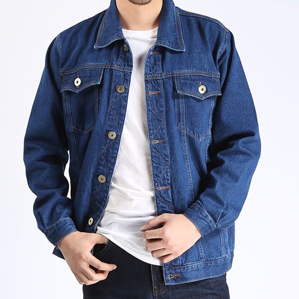 

2019 men's spring autumn jacket loose large size wear denim jacket casual simple single-breasted tide brand denim lq573, Black;brown