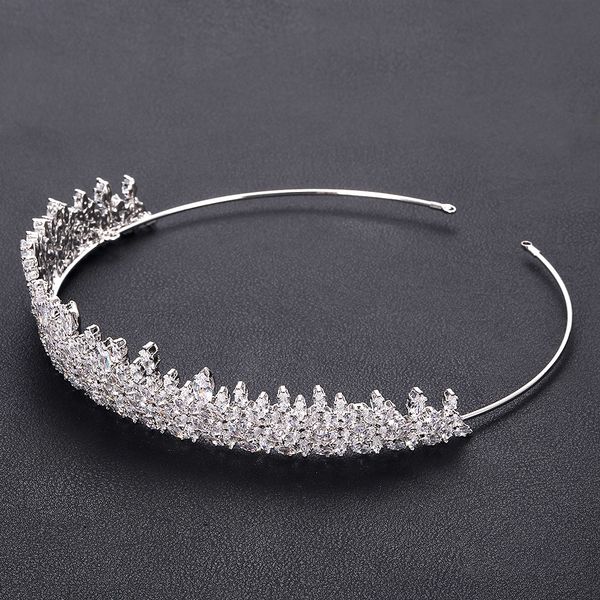 

jankelly fashion ladies wedding headpieces with cube zircon wholesale bridal hair accessories headdress bridal hair tiaras, Golden;white