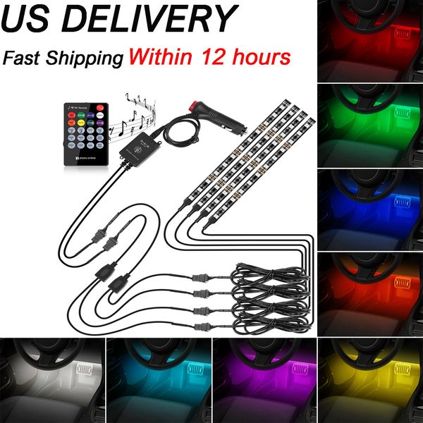 

stock in us) color changing car interior led strip lights with music sound activated remote control and 12v lighter plug extendable