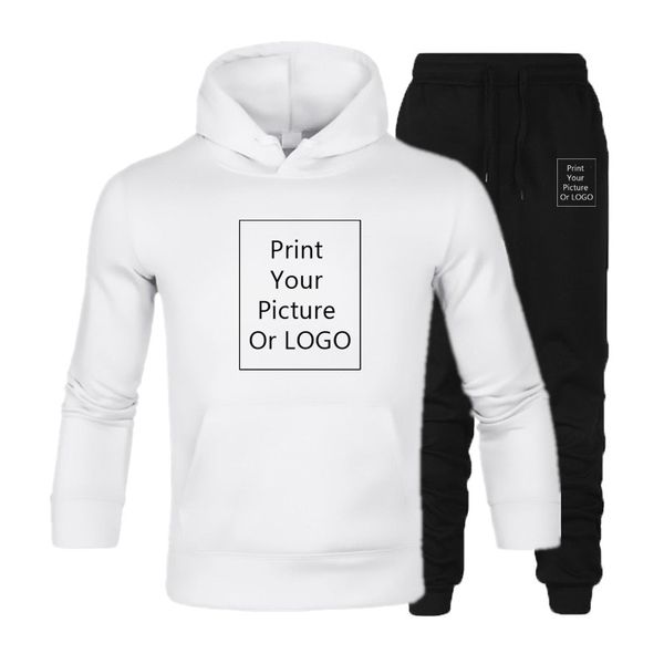 

diy логотип мужские наборы спортивная толстая толстовка+брюки спортивные костюмы повседневные толстовки спортивный костюм мужская спортивная, Black