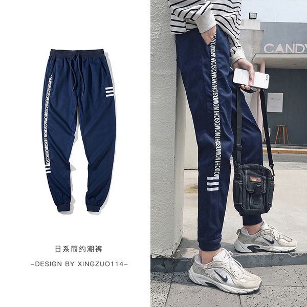 

spring men's cargo pants cotton drawstring jogger sweatpants many pockets ankle banded black gray armygreen casual male pantscjw