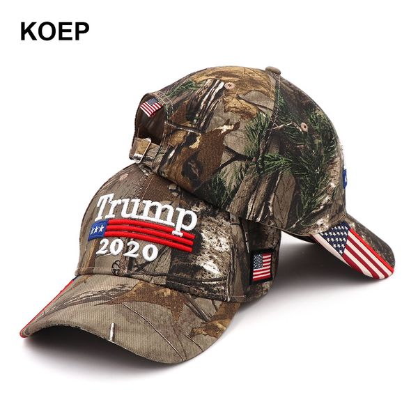 

koep donald trump 2020 cap camouflage usa flag baseball caps keep america great snapback hat 3d embroidery star letter camo army, Black;white