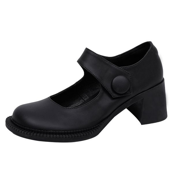 

mona same mary jane shoes women retro thick heel toe shoes women lolita lolita college style soft girls single, Black