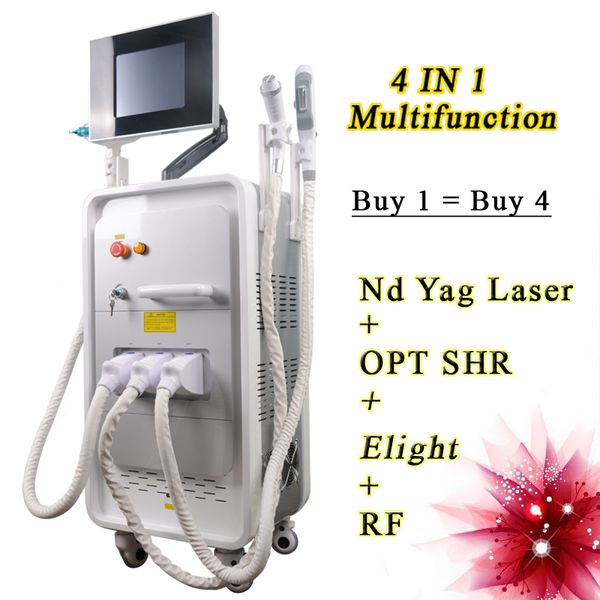 

4 in 1 opt shr permanent hair removal facial machine ipl elight skin rejuvenation vascular removal painless online machine, Black