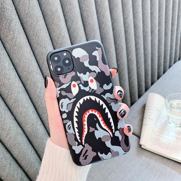 

good quality luxury designer phone case for iphone x xr xs 11 pro max 7 8 plus soft silicon fashion camouflage shark mouth phone back cover