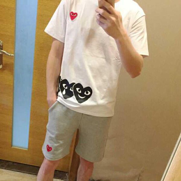 

Brand port t hirt men tee love heart to heart printing hort leeved couple imple fa hion wild round neck top