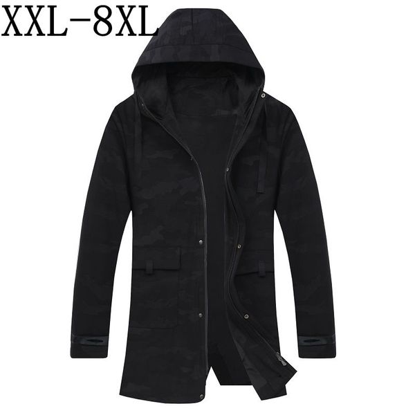 

size 6xl 7xl 8xl new brand 2019 autumn casual long jacket trench coats men fashion hooded windbreaker pocket trench jackets men, Tan;black