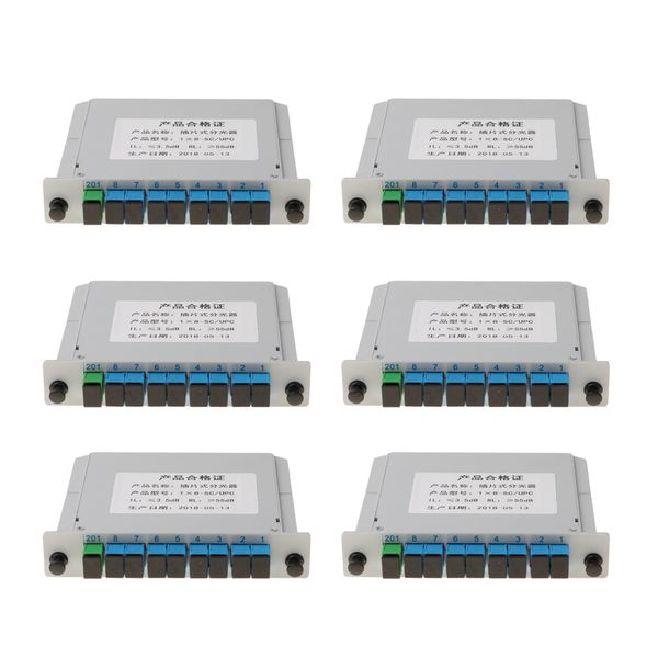 

6pieces 1 to 8 plc fiber optical ftth splitter cassette card interface