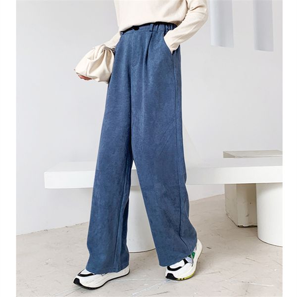 

women's pants & capris mazefeng 2021 spring autumn women wide leg pant loose high elastic waist pockets straight casual ankle-length, Black;white