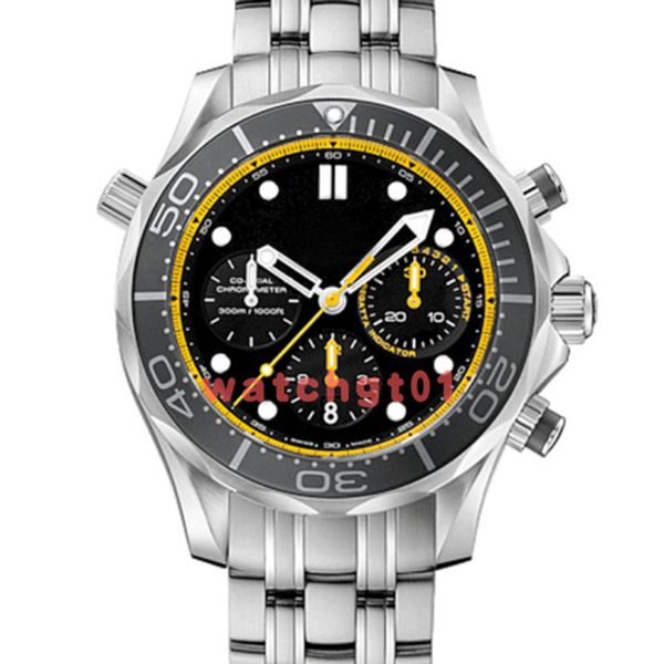 

2020 люкс мужских chrongraph часы master bond 007 коаксиальных керамического ободок vk quarz movement 42мм релохи стальных лента мужчина вод, Slivery;brown