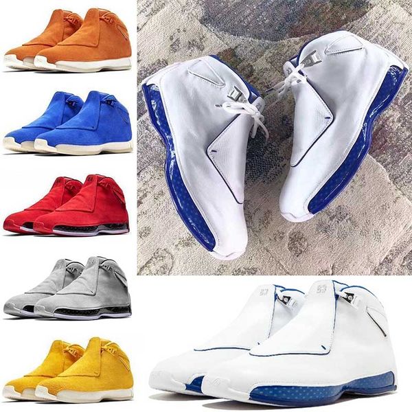 

18 18s mens basketball shoes toro og asg black white red bred royal blue yellow orange suede sports sneakers trainers designer 7-13