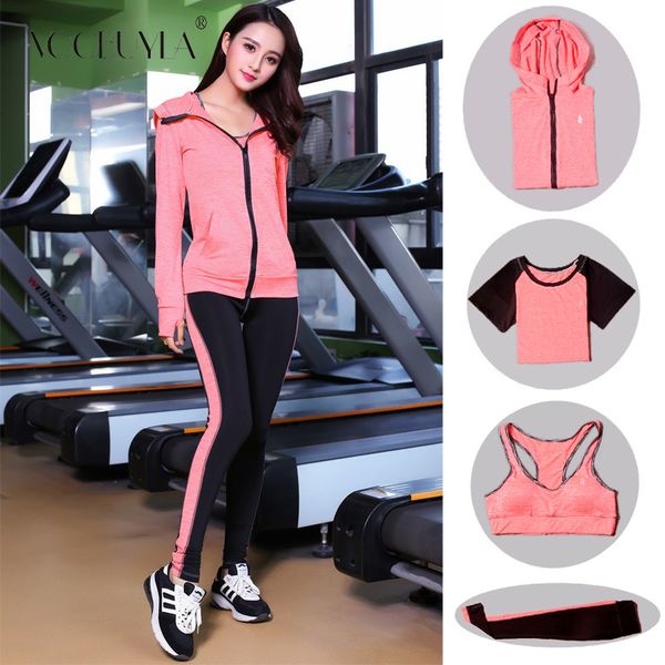 

women running sports fitness 4 piece set comfortable jogging suits for women mujer 2019 plus size xxxl tracksuit yoga sport wear, Black;blue