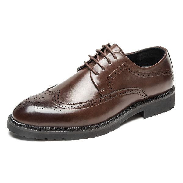 

men dress flats formal business pointed toe wedding shoes brogue men's oxford flats m218, Black