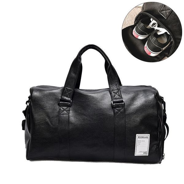 

korean style men travel duffle bags waterproof leather handbags shoulder bag for women large capacity weekend bag oh301